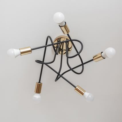 Piestiprināma griestu lustra OXFORD 5xE27/15W/230V zelta/melna