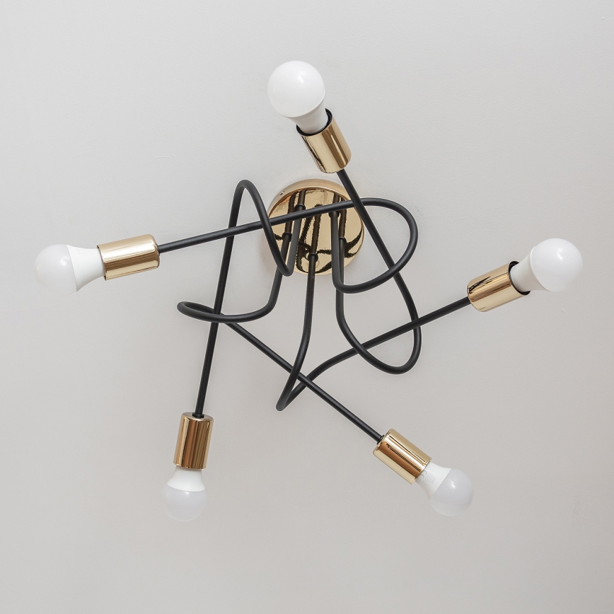 Piestiprināma griestu lustra OXFORD 5xE27/15W/230V zelta/melna