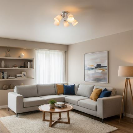 Piestiprināma griestu lustra PAFOS 5xE27/15W/230V ar spīdīgu hromētu apdari