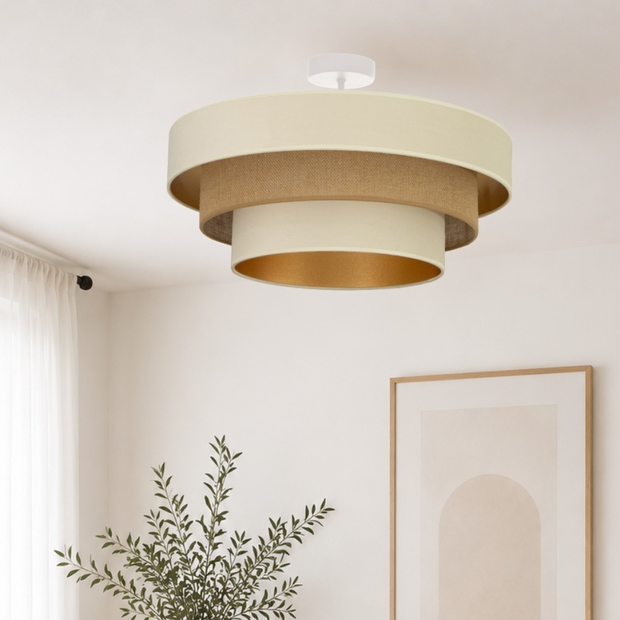 Piestiprināma griestu lustra WENTA 1xE27/60W/230V Ø 50 cm bēša/juta