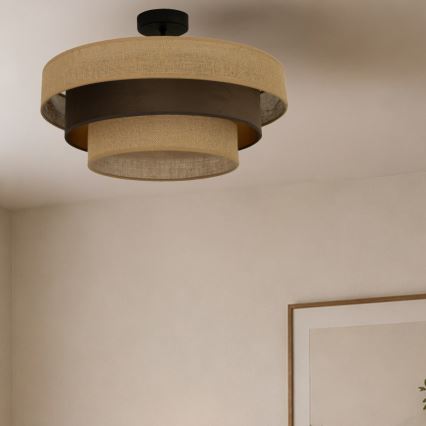 Piestiprināma griestu lustra WENTA 1xE27/60W/230V Ø 50 cm džuta/brūna