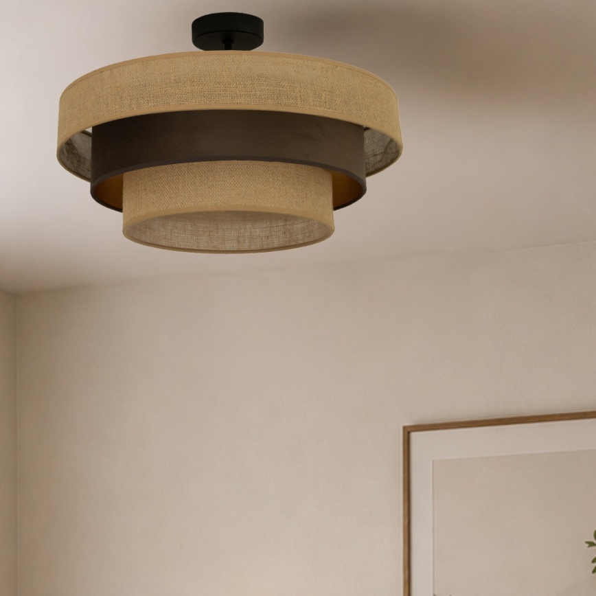 Piestiprināma griestu lustra WENTA 1xE27/60W/230V Ø 50 cm džuta/brūna