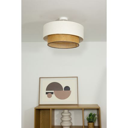 Piestiprināmais griestu lukturis NATIA 1xE27/60W/230V diametrs 45 cm balts/brūns