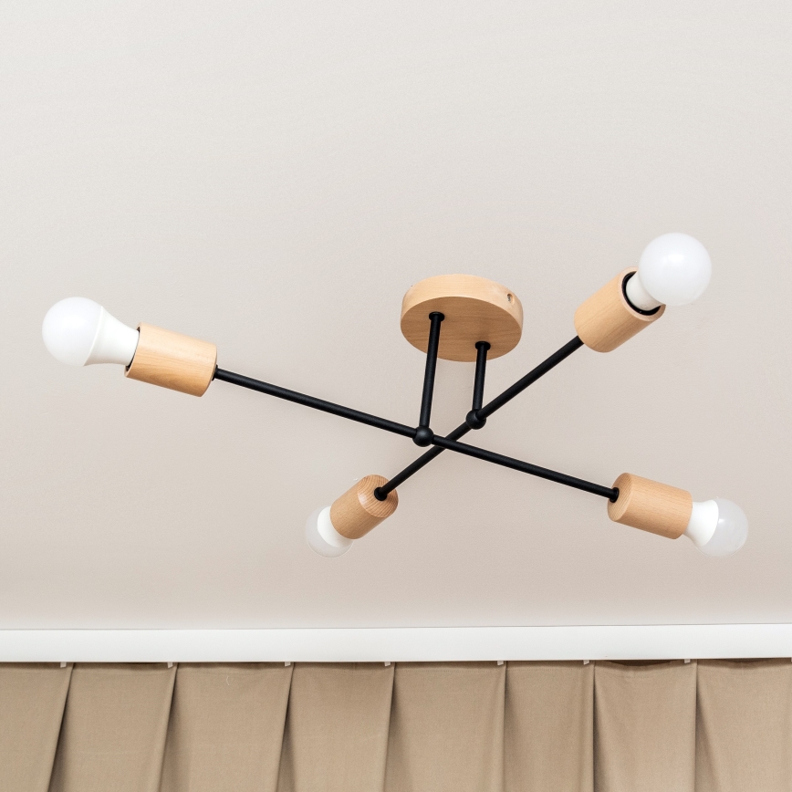 Piestiprināms griestu lustrs CAMBRIDGE 4xE27/15W/230V, priežu apdare