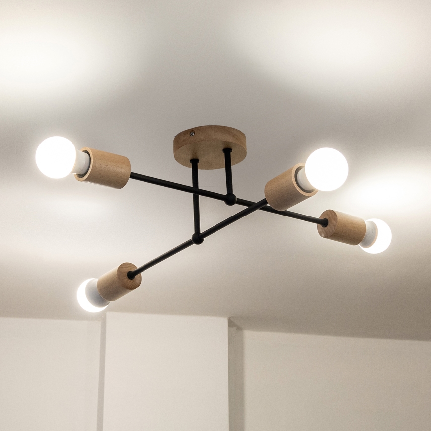 Piestiprināms griestu lustrs CAMBRIDGE 4xE27/15W/230V, priežu apdare