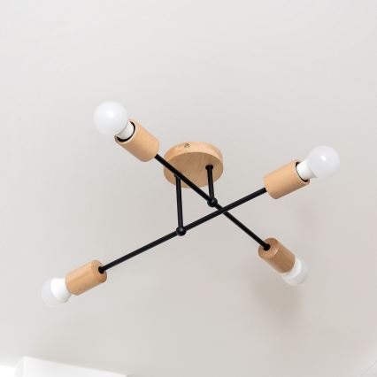 Piestiprināms griestu lustrs CAMBRIDGE 4xE27/15W/230V, priežu apdare