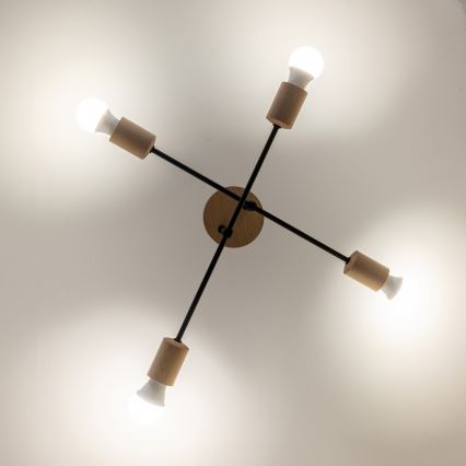 Piestiprināms griestu lustrs CAMBRIDGE 4xE27/15W/230V, priežu apdare