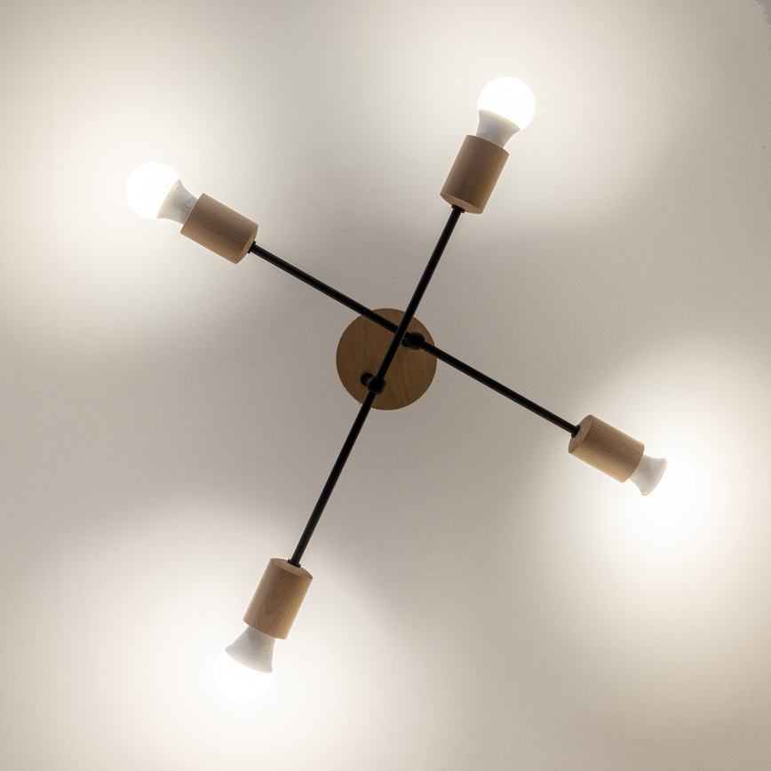 Piestiprināms griestu lustrs CAMBRIDGE 4xE27/15W/230V, priežu apdare