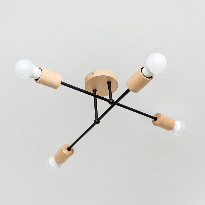 Piestiprināms griestu lustrs CAMBRIDGE 4xE27/15W/230V, priežu apdare