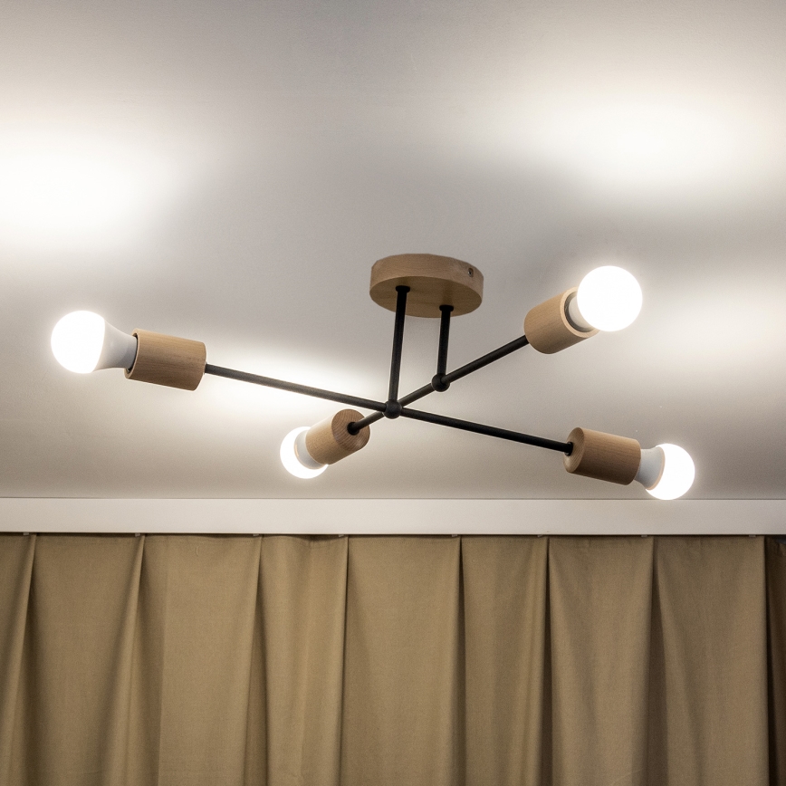 Piestiprināms griestu lustrs CAMBRIDGE 4xE27/15W/230V, priežu apdare