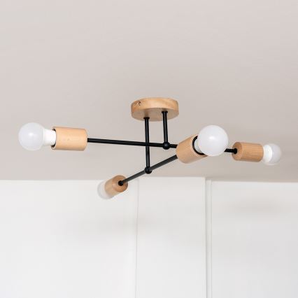 Piestiprināms griestu lustrs CAMBRIDGE 4xE27/15W/230V, priežu apdare