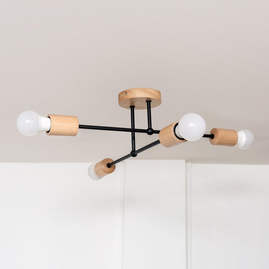 Piestiprināms griestu lustrs CAMBRIDGE 4xE27/15W/230V, priežu apdare