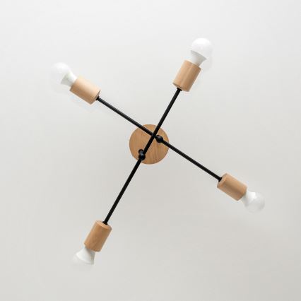 Piestiprināms griestu lustrs CAMBRIDGE 4xE27/15W/230V, priežu apdare