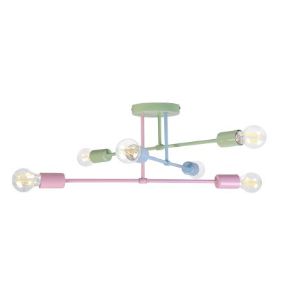 Piestiprināms griestu lustrs CAMBRIDGE 6xE27/15W/230V zaļš/zils/rozā