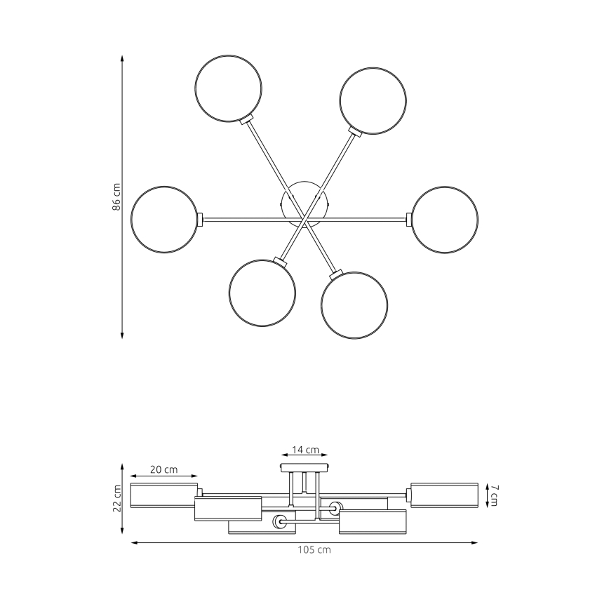 Piestiprināms griestu lustrs MAGA 6xE14/10W/230V brūns