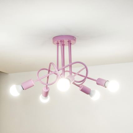 Piestiprināms griestu lustrs OXFORD 5xE27/15W/230V rozā