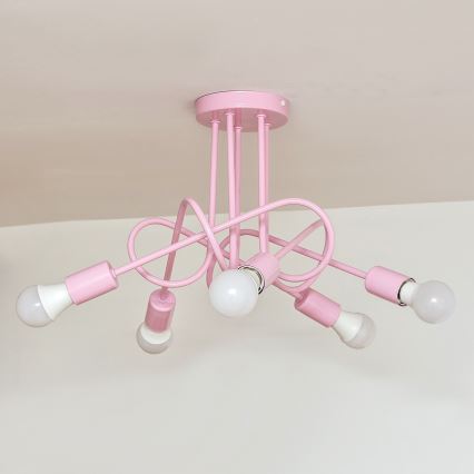 Piestiprināms griestu lustrs OXFORD 5xE27/15W/230V rozā