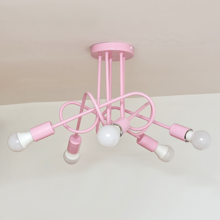 Piestiprināms griestu lustrs OXFORD 5xE27/15W/230V rozā