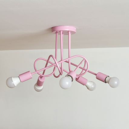 Piestiprināms griestu lustrs OXFORD 5xE27/15W/230V rozā