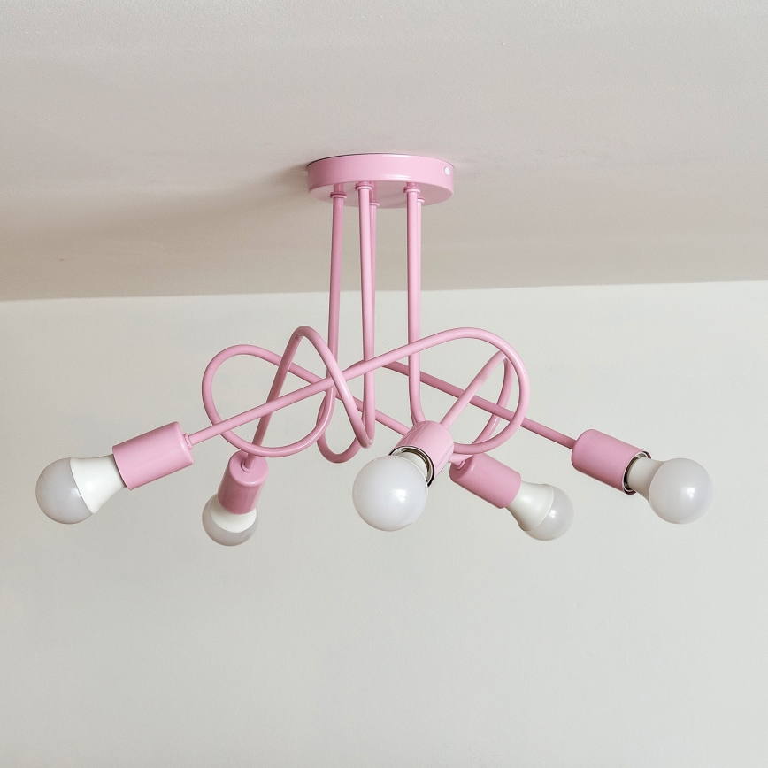 Piestiprināms griestu lustrs OXFORD 5xE27/15W/230V rozā