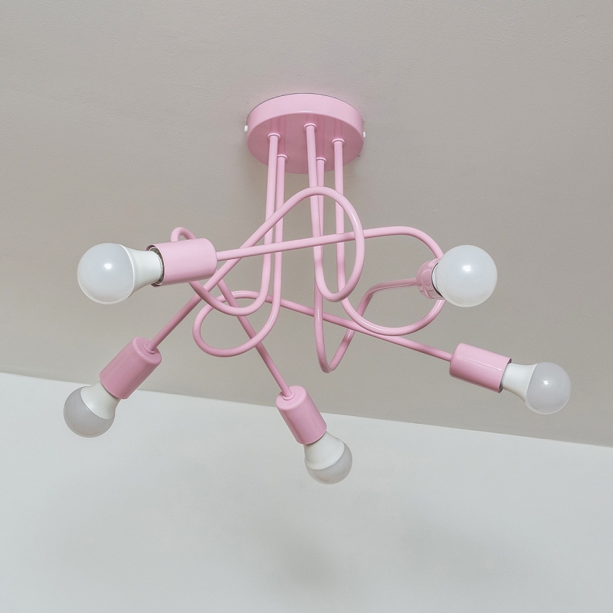 Piestiprināms griestu lustrs OXFORD 5xE27/15W/230V rozā