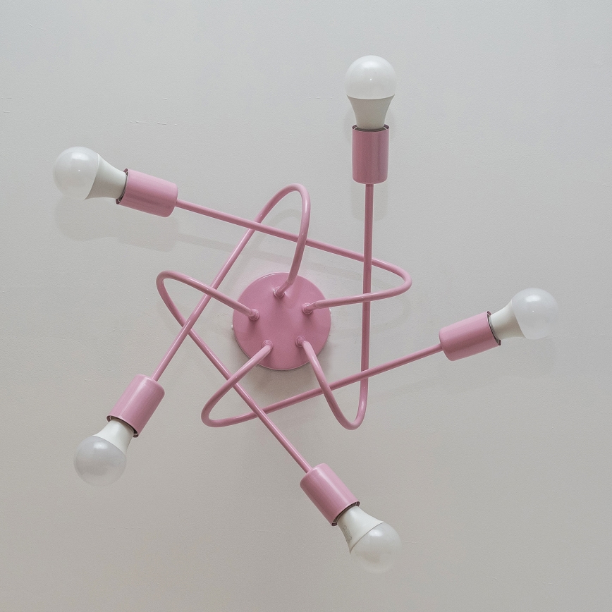 Piestiprināms griestu lustrs OXFORD 5xE27/15W/230V rozā