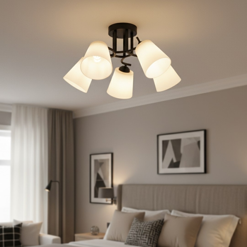 Piestiprināms griestu lustrs PAFOS 5xE27/15W/230V melns