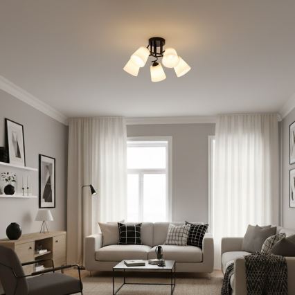 Piestiprināms griestu lustrs PAFOS 5xE27/15W/230V melns