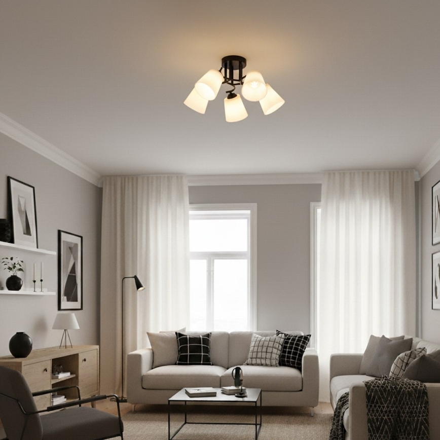 Piestiprināms griestu lustrs PAFOS 5xE27/15W/230V melns