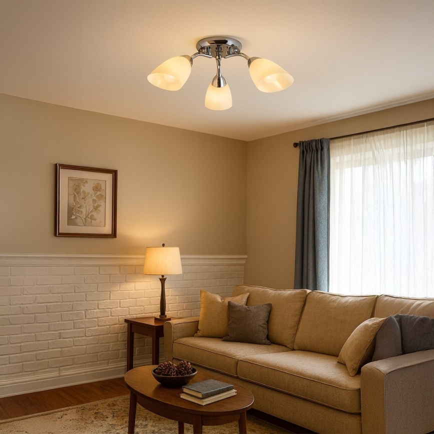 Piestiprināms griestu lustrs PORTOS 3xE14/10W/230V spīdīgs hroms