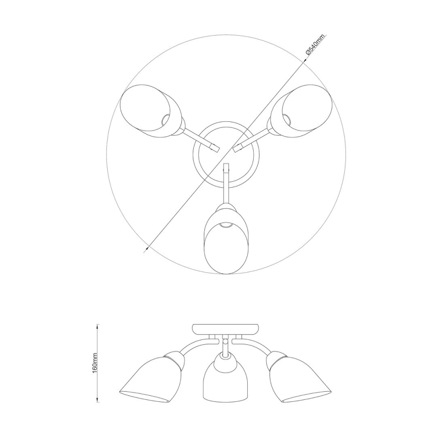 Piestiprināms griestu lustrs PORTOS 3xE14/10W/230V spīdīgs hroms