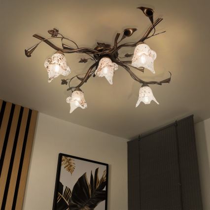 Piestiprināms griestu lustrs ROZETA 5xE14/40W/230V bronzas krāsā