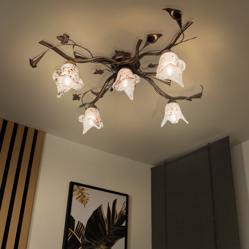 Piestiprināms griestu lustrs ROZETA 5xE14/40W/230V bronzas krāsā