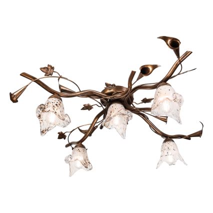 Piestiprināms griestu lustrs ROZETA 5xE14/40W/230V bronzas krāsā