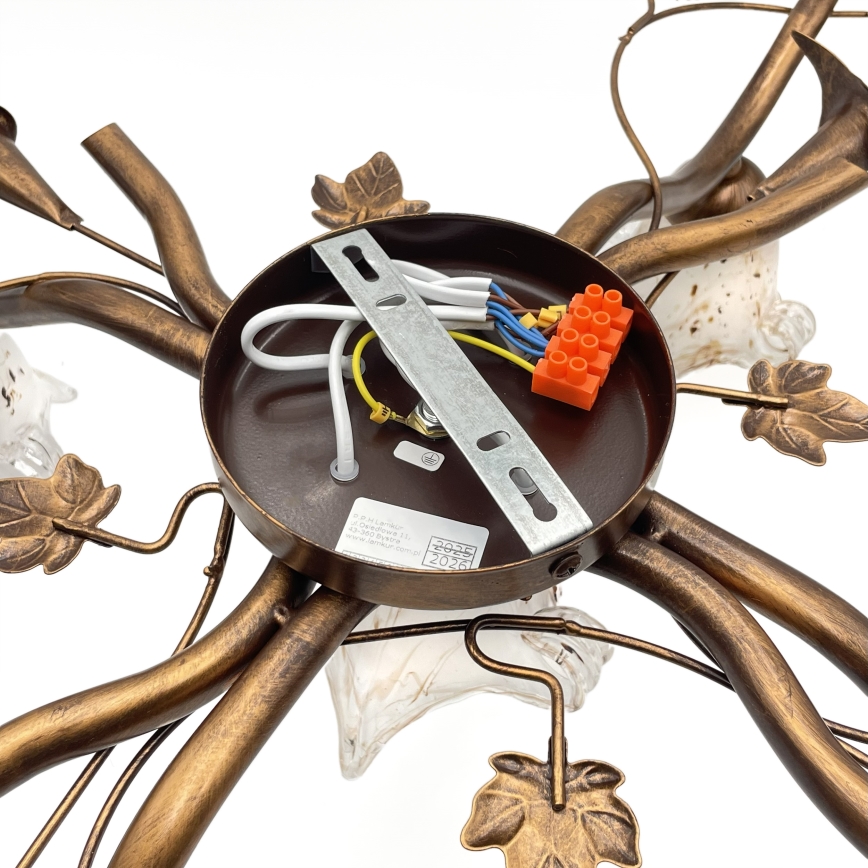 Piestiprināms griestu lustrs ROZETA 5xE14/40W/230V bronzas krāsā