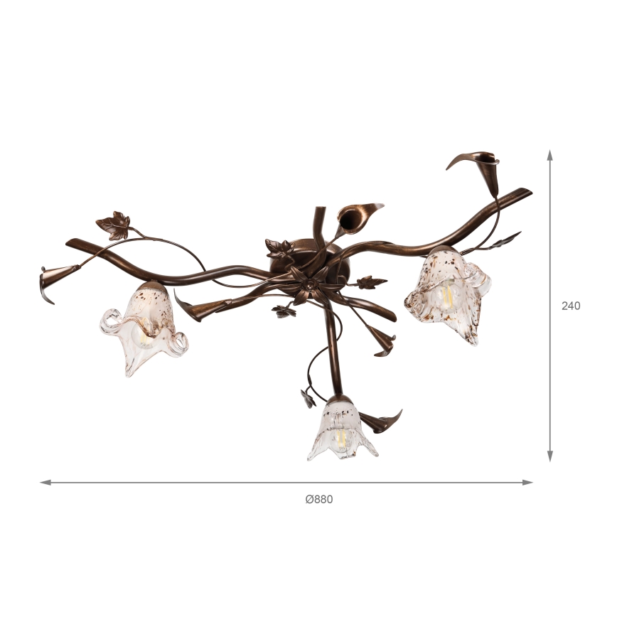 Piestiprināms lustrs ROZETA 3xE14/40W/230V bronzas krāsā
