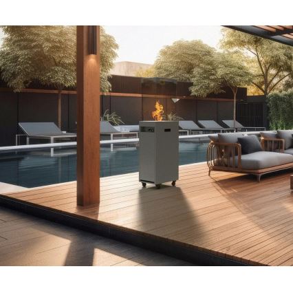 Planika - Āra gāzes kamīns 142x36 cm 8kW 1xAAA pelēka + aizsargapvalks