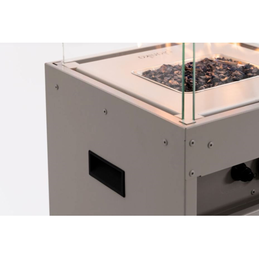 Planika - Āra gāzes kamīns 142x36 cm 8kW 1xAAA pelēka + aizsargapvalks