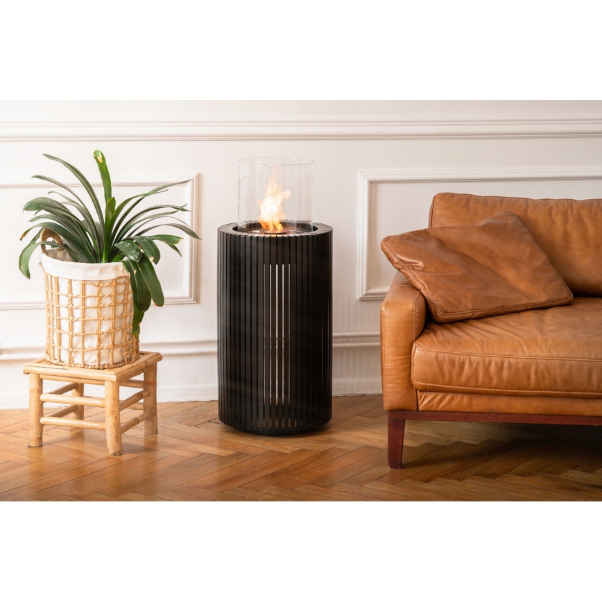 Planika - BIO Kamīns 87x37,6 cm 2,5kW melna + aizsarga pārsegs