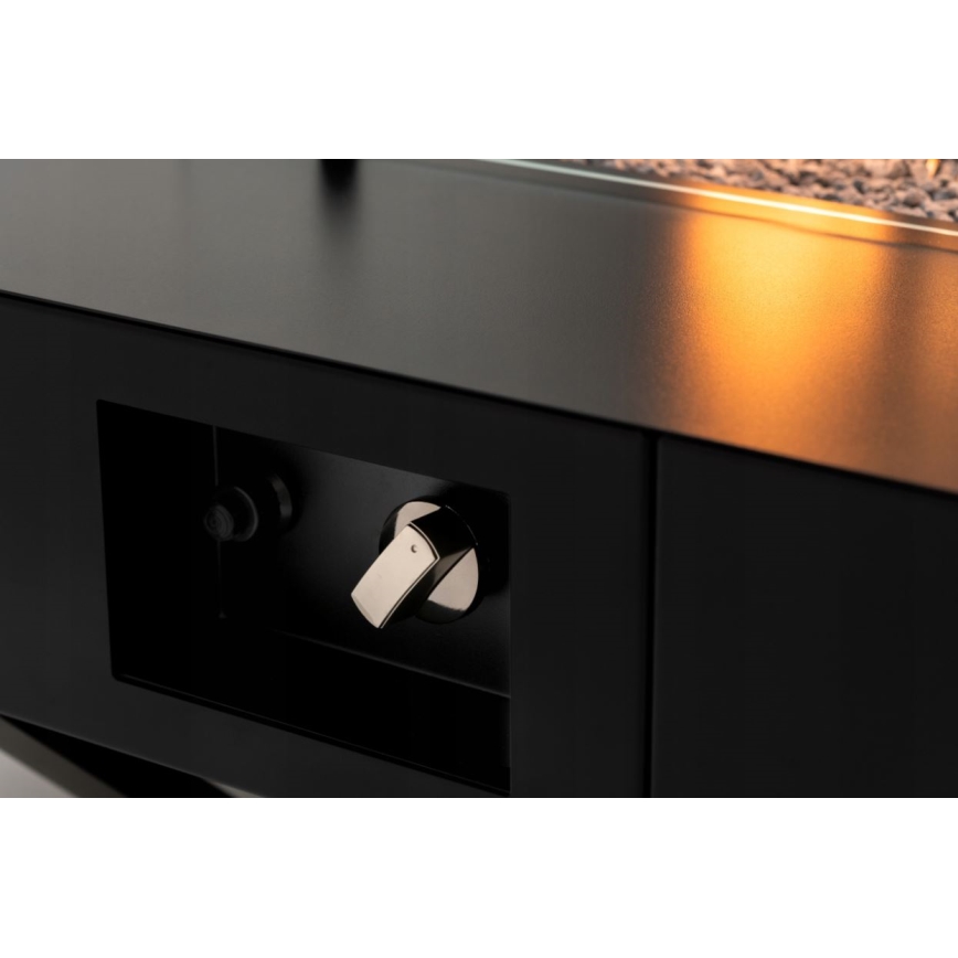 Planika - Āra gāzes kamīns 46x106 cm 10kW melna + aizsargapvalks