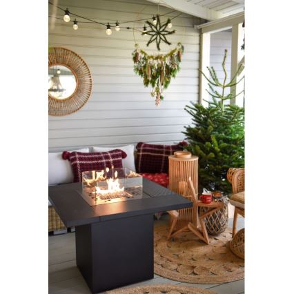 Planika - Āra gāzes kamīns 79,7x90 cm 10kW 1xAAA melna + aizsargapvalks