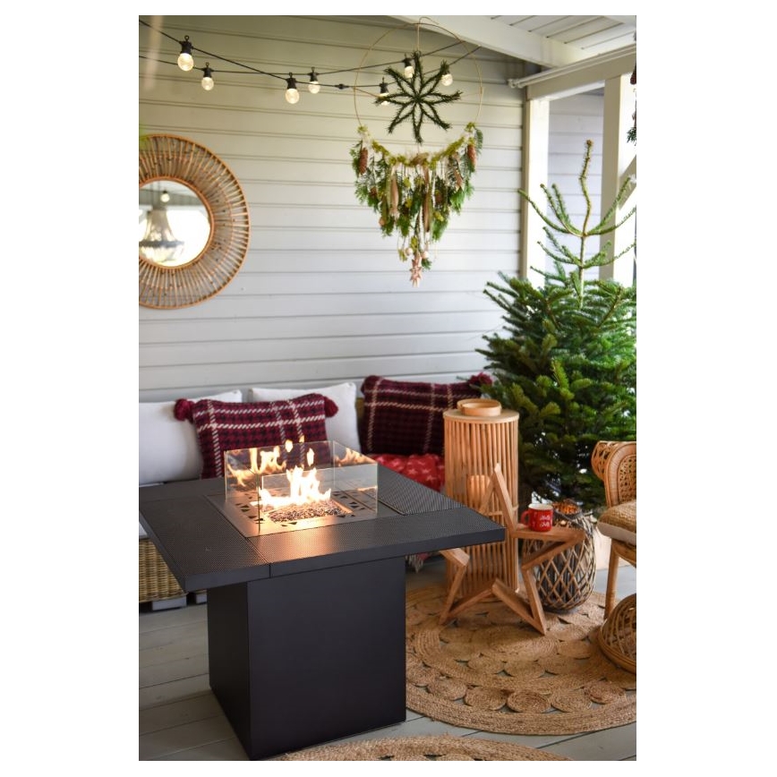 Planika - Āra gāzes kamīns 79,7x90 cm 10kW 1xAAA melna + aizsargapvalks