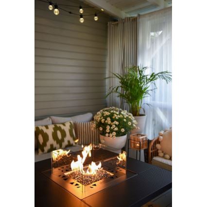 Planika - Āra gāzes kamīns 79,7x90 cm 10kW 1xAAA melna + aizsargapvalks