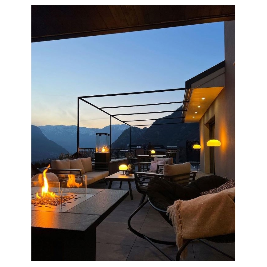 Planika - Āra gāzes kamīns 79,7x90 cm 10kW 1xAAA melna + aizsargapvalks