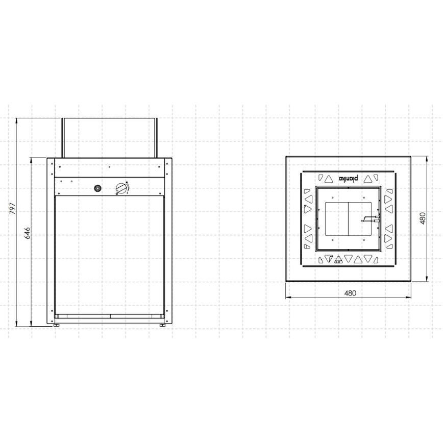 Planika - Āra gāzes kamīns 79,7x48 cm 10kW 1xAAA melna + aizsargapvalks