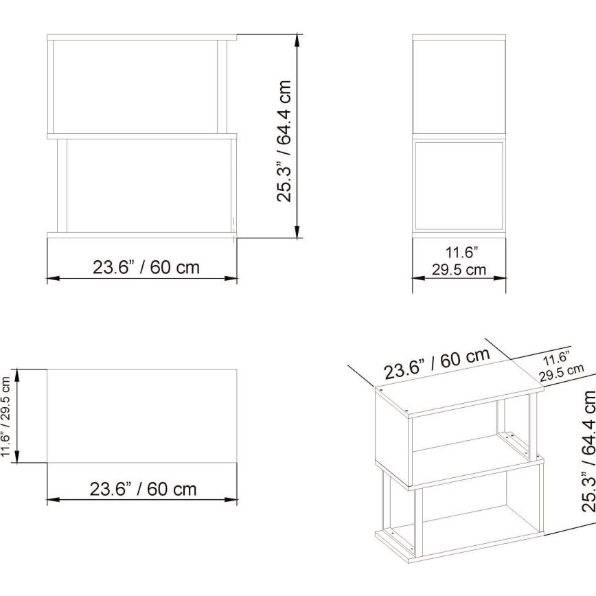 Plaukts LIMA 64x60 cm melns/brūns