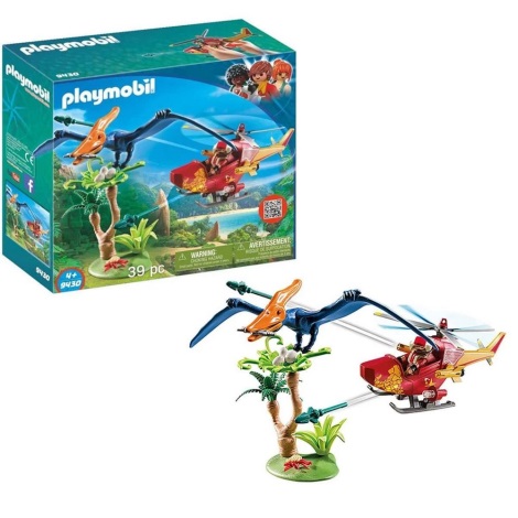 Playmobil - Bērnu konstruktora komplekts Helikopters ar pterodaktilu 39 gab.