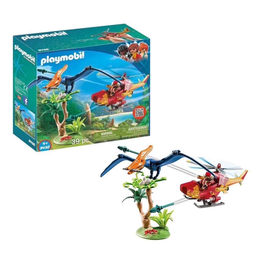 Playmobil - Bērnu konstruktora komplekts Helikopters ar pterodaktilu 39 gab.