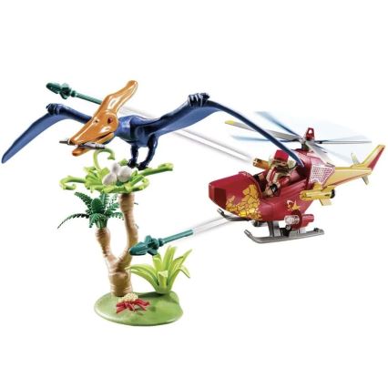 Playmobil - Bērnu konstruktora komplekts Helikopters ar pterodaktilu 39 gab.