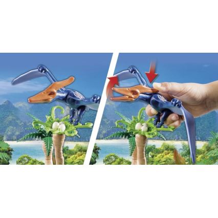 Playmobil - Bērnu konstruktora komplekts Helikopters ar pterodaktilu 39 gab.